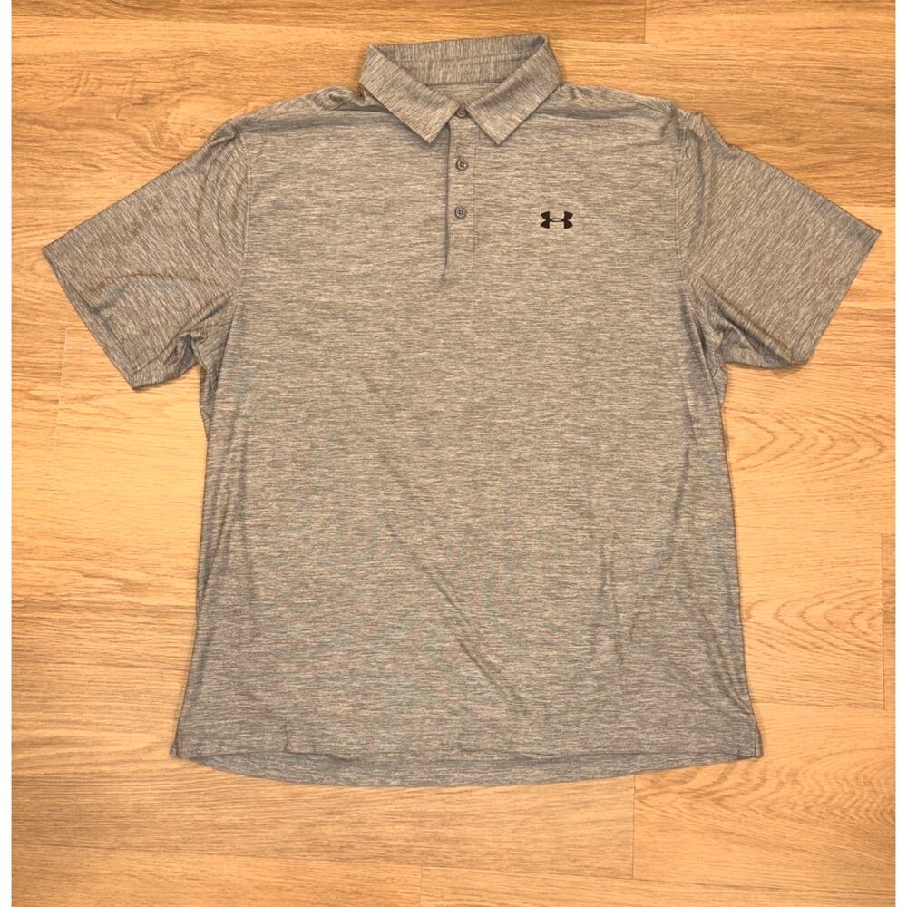 Under Armour heatgear heathererd gray polo mens size XL